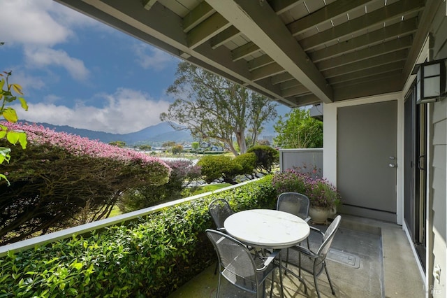 balcony with a mountain view