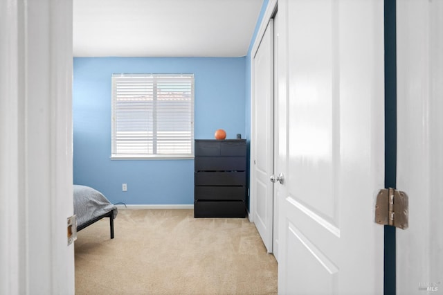 sitting room with baseboards and carpet floors