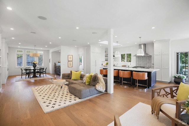 1071 Bale Ln, Calistoga, CA 94515 - living room featuring light wood-style flooring, a healthy amount of sunlight, and recessed lighting