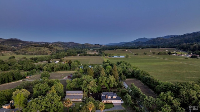 1071 Bale Ln, Calistoga, CA 94515 - aerial overview of property's location with a mountain backdrop and rural landscape
