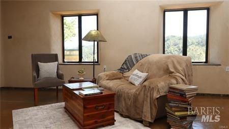 sitting room with plenty of natural light and baseboards