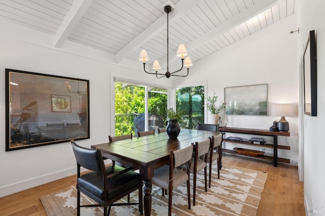 271 Via La Paz Rd, Greenbrae, CA 94904 - dining room with light wood-style floors, a notable chandelier, and vaulted ceiling with beams