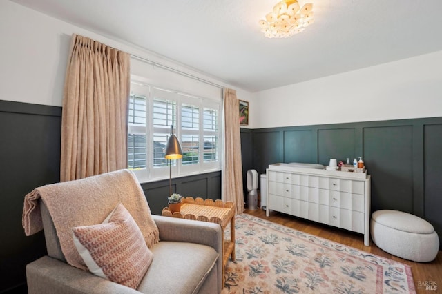 271 Via La Paz Rd, Greenbrae, CA 94904 - sitting room with a decorative wall, a wainscoted wall, and wood finished floors