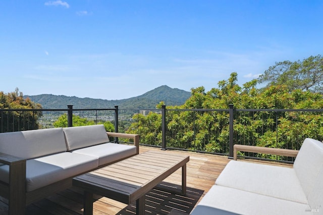 271 Via La Paz Rd, Greenbrae, CA 94904 - wooden terrace with an outdoor hangout area and a mountain view