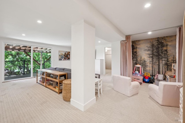 271 Via La Paz Rd, Greenbrae, CA 94904 - living area with carpet, baseboards, and recessed lighting