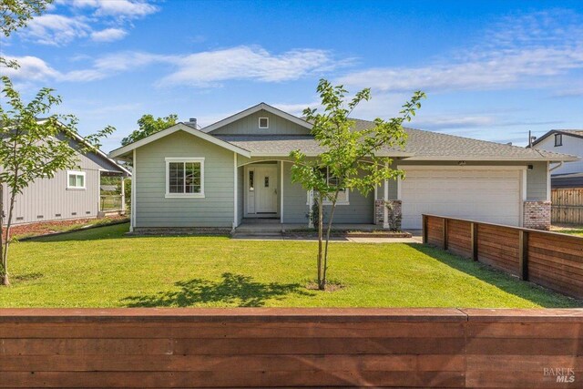 19475 Old Creek Rd, Hidden Valley Lake, CA 95467 - ranch-style house featuring an attached garage, covered porch, a shingled roof, and driveway