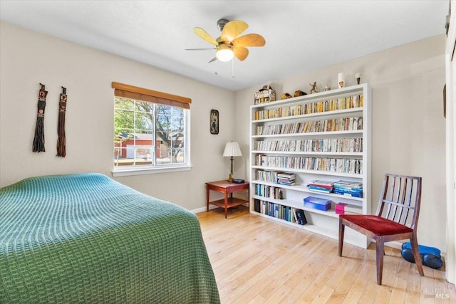 19475 Old Creek Rd, Hidden Valley Lake, CA 95467 - bedroom with wood finished floors, baseboards, and a ceiling fan