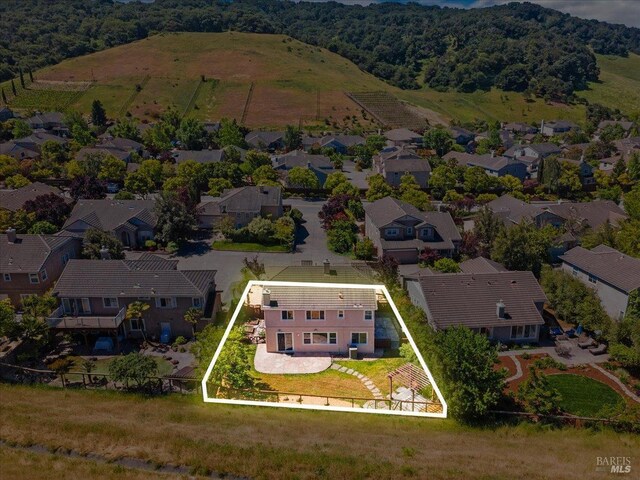 aerial view of residential area featuring property boundaries highlighted