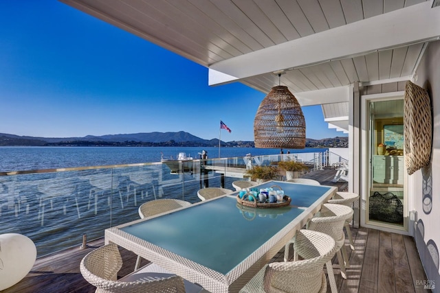 27 W Shore Rd, Belvedere, CA 94920 - balcony featuring a water and mountain view and outdoor dining space