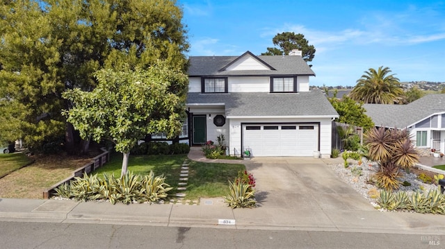 624 N Regatta Dr, Vallejo, CA 94591 - traditional-style home with driveway, roof with shingles, an attached garage, and a chimney