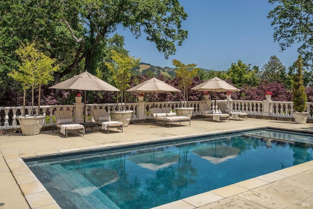175 4th St E, Sonoma, CA 95476 - view of swimming pool featuring an outdoor hangout area, a patio, and a fenced in pool