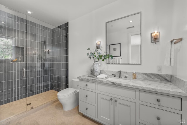 2509 Madrona Ave, Saint Helena, CA 94574 - full bathroom featuring vanity, toilet, tiled shower, and visible vents