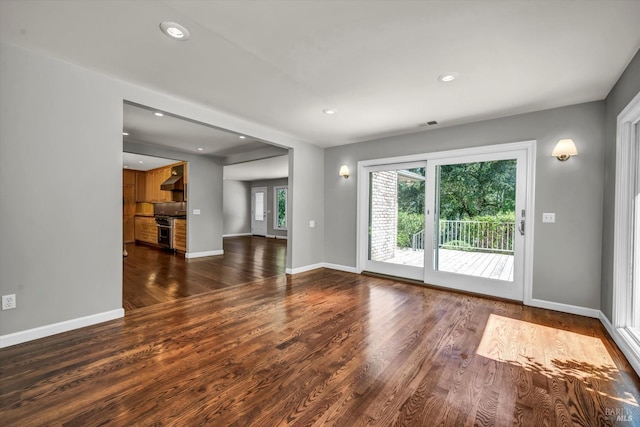 3257 State Highway 128, Calistoga, CA 94515 - unfurnished living room with wood finished floors, baseboards, and recessed lighting