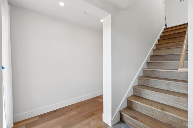 46 Lower N Ter, Tiburon, CA 94920 - staircase with wood finished floors, baseboards, and recessed lighting