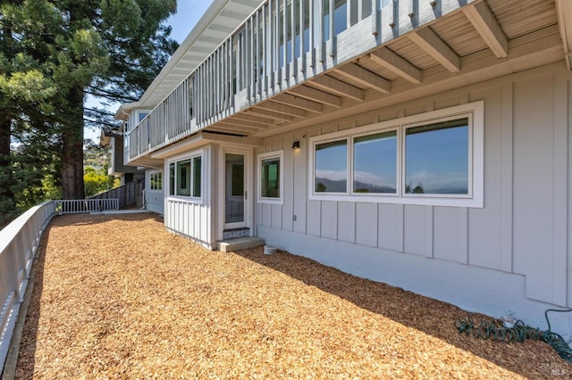 46 Lower N Ter, Tiburon, CA 94920 - view of property exterior with a fenced backyard, board and batten siding, and a balcony