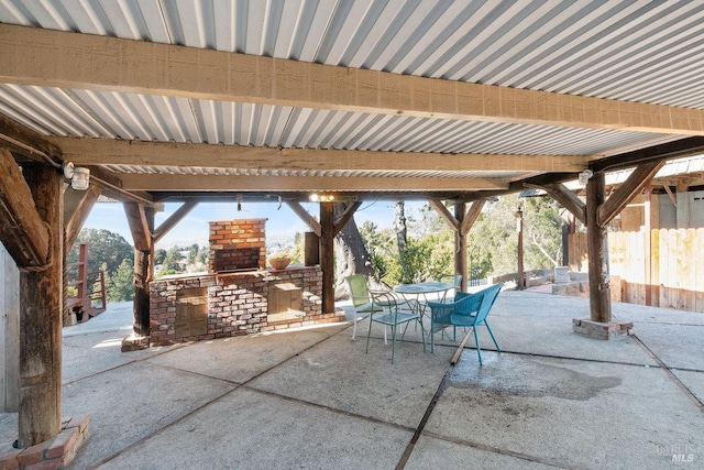 3580 Star Ridge Rd, Hayward, CA 94542 - view of patio with outdoor dining space and an outdoor brick fireplace