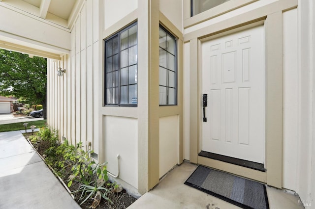 151 Doncaster Dr, Vallejo, CA 94591 - doorway to property featuring stucco siding and board and batten siding