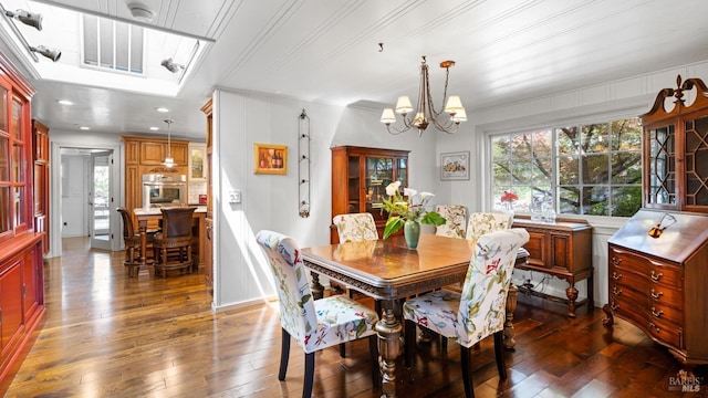 2267 Westside Rd, Healdsburg, CA 95448 - dining space featuring a chandelier, dark wood-type flooring, plenty of natural light, and recessed lighting