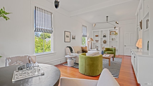 643 3rd St, Napa, CA 94559 - living area featuring light wood finished floors and beamed ceiling