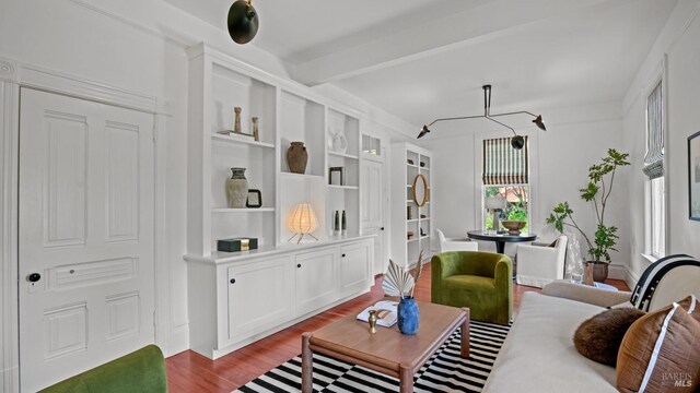 643 3rd St, Napa, CA 94559 - living room featuring beamed ceiling and wood finished floors