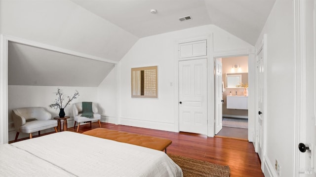 643 3rd St, Napa, CA 94559 - bedroom featuring vaulted ceiling, wood finished floors, and visible vents