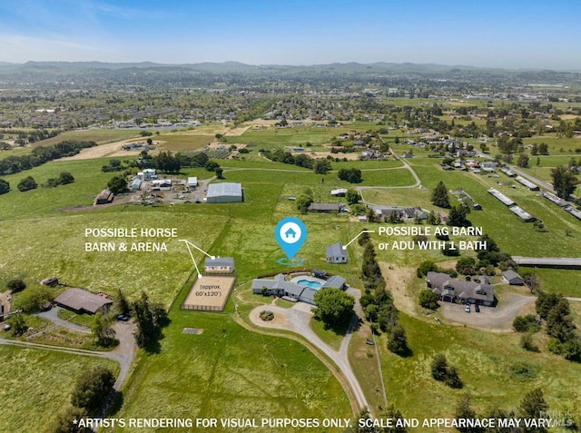 1568 Old Adobe Rd, Petaluma, CA 94954 - aerial view of property and surrounding area with a mountain backdrop