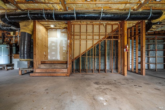 basement with gas water heater