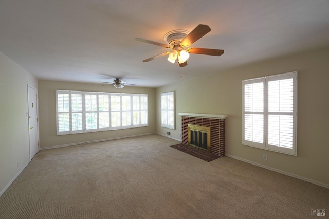 504 C St, San Rafael, CA 94901 - unfurnished living room with ceiling fan, light carpet, and baseboards