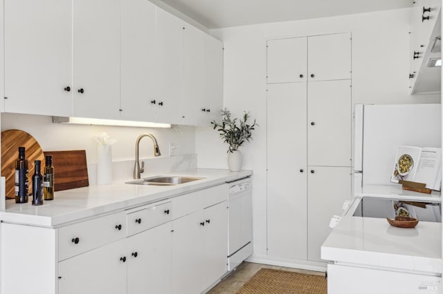 952 Lea Dr, San Rafael, CA 94903 - kitchen featuring a sink, white appliances, and white cabinets