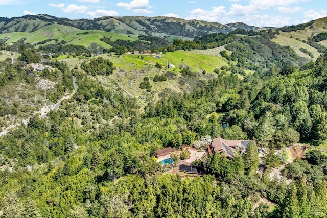 40 Los Pinos, Nicasio, CA 94946 - birds eye view of property featuring a mountain view and a view of trees