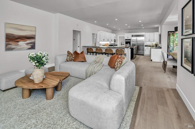 40 Los Pinos, Nicasio, CA 94946 - living room featuring light wood finished floors, baseboards, and recessed lighting