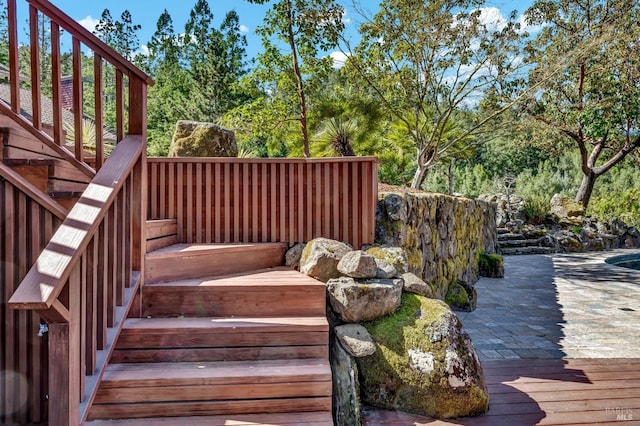 40 Los Pinos, Nicasio, CA 94946 - deck featuring stairway and a patio