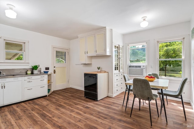 1531 F St, Napa, CA 94559 - kitchen with a sink, cooling unit, white cabinets, baseboards, and dark wood-style floors