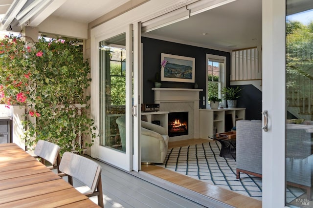 11 Heather Way, Larkspur, CA 94939 - entryway with a fireplace and crown molding