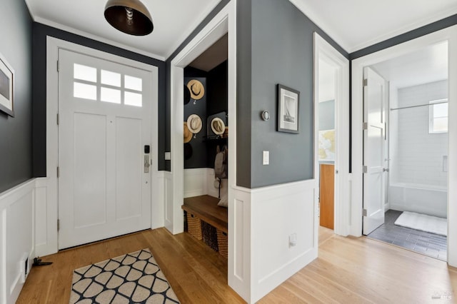 11 Heather Way, Larkspur, CA 94939 - foyer with light wood-type flooring, wainscoting, and a decorative wall