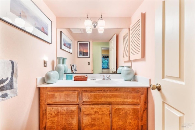 822 2nd St W, Sonoma, CA 95476 - bathroom with a notable chandelier and vanity