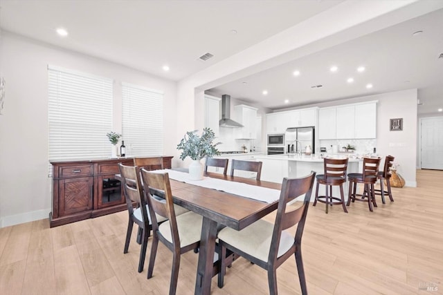 1532 Base Ct, Dixon, CA 95620 - dining area with baseboards, recessed lighting, light wood-style flooring, and visible vents