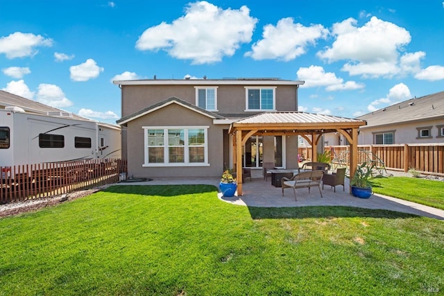 1532 Base Ct, Dixon, CA 95620 - back of property with a patio, stucco siding, a lawn, a gazebo, and a fenced backyard