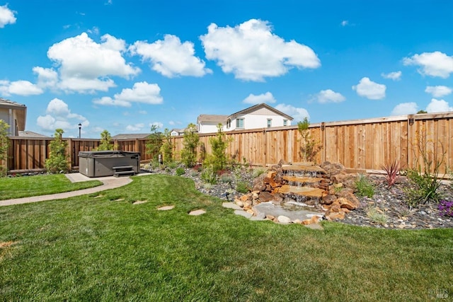 1532 Base Ct, Dixon, CA 95620 - view of yard featuring a hot tub and a fenced backyard