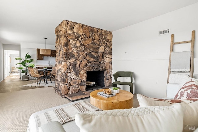15 Junipero Serra Ave, San Rafael, CA 94901 - living area featuring a stone fireplace