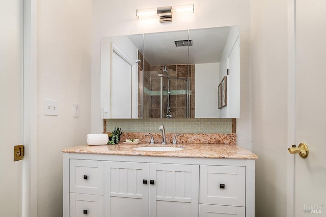 15 Junipero Serra Ave, San Rafael, CA 94901 - bathroom with tasteful backsplash, a shower stall, and vanity