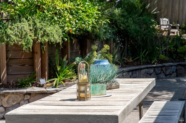 exterior view of a fenced backyard