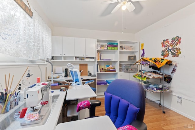 408 White Oak Dr, Santa Rosa, CA 95409 - home office with light wood finished floors and a ceiling fan