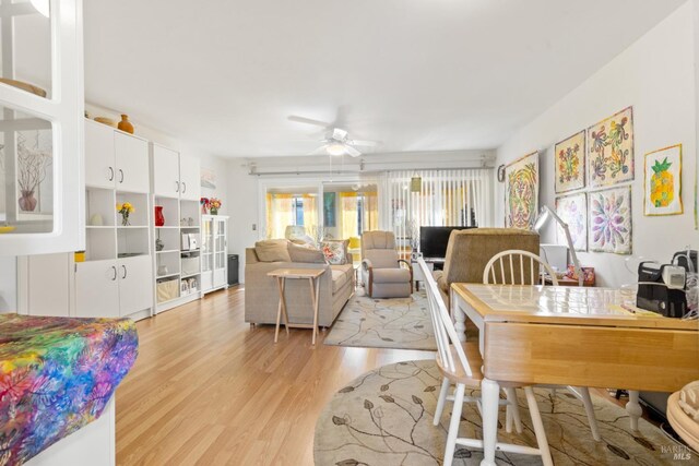 408 White Oak Dr, Santa Rosa, CA 95409 - dining area with light wood-style flooring and a ceiling fan