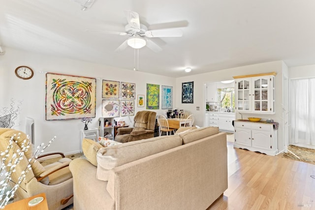 408 White Oak Dr, Santa Rosa, CA 95409 - living area featuring light wood-type flooring, a ceiling fan, and baseboards