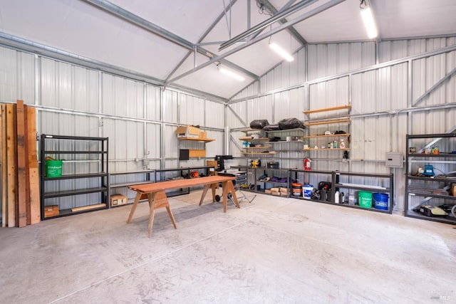7301 Baker Ln, Sebastopol, CA 95472 - garage with metal wall and a workshop area