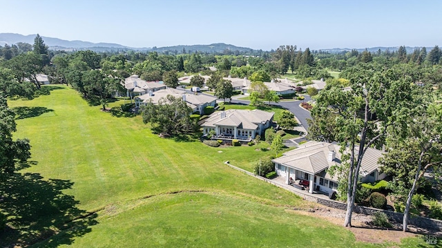 aerial view of residential area with a mountain backdrop