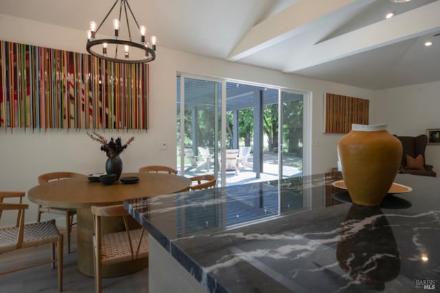 1575 Felder Rd, Sonoma, CA 95476 - dining room featuring vaulted ceiling and a chandelier