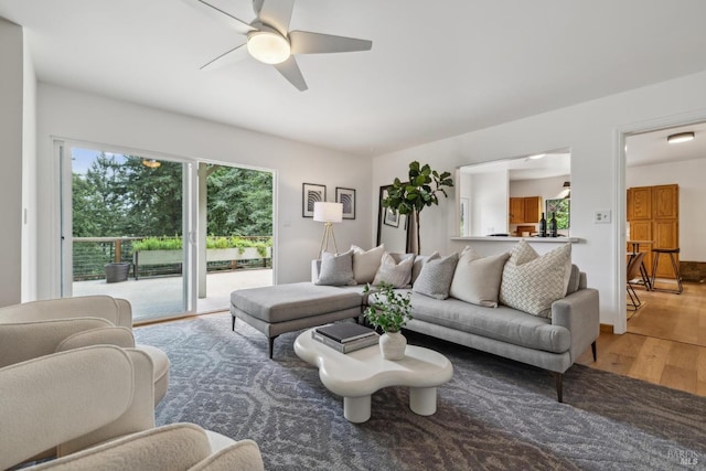 16 Ivy Ln, Woodacre, CA 94973 - living room featuring light wood-style flooring and a ceiling fan