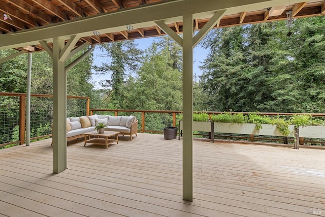 16 Ivy Ln, Woodacre, CA 94973 - deck featuring outdoor lounge area and view of wooded area